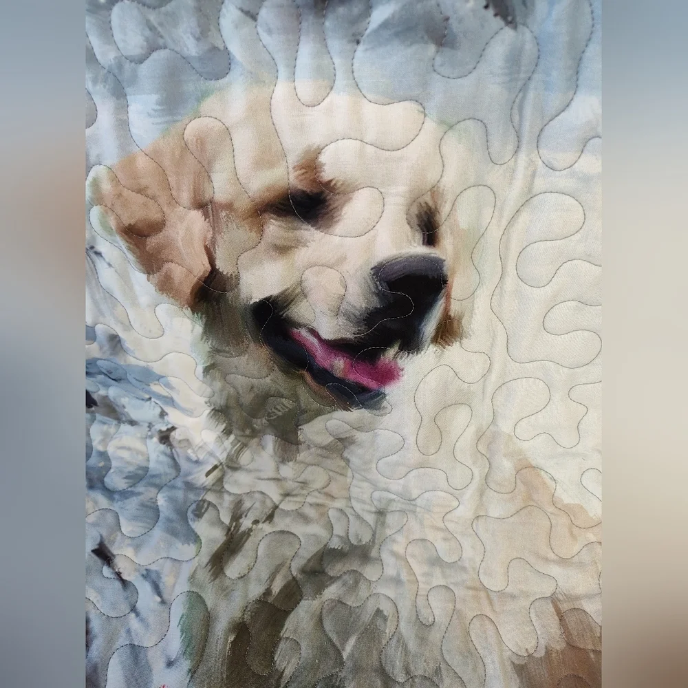 New! Handmade Christmas Golden Retriever Dog Quilted Throw / Wall Hanging 35x42